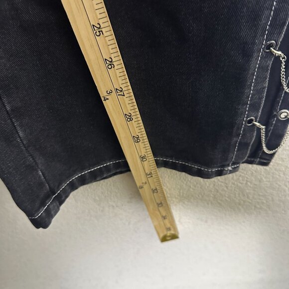 Y2K Shein Denim Jean Pant Women 27 Side Chains Punk Indie Rock Bootcut Flare - Picture 5 of 11